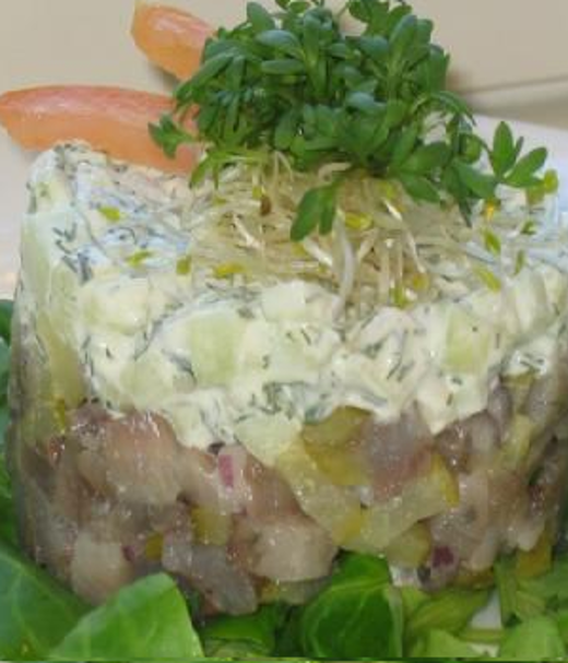 Haringtartaar met jenever roomsaus