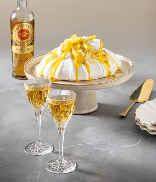 Pavlova met mango  en passiefruit 