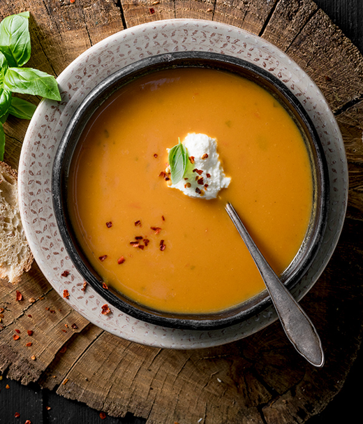 Pompoen-tomatensoep 