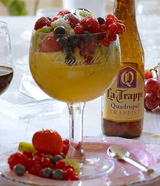 Perziksorbet met zomerfruit