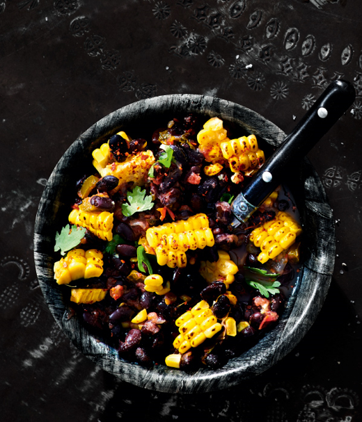 Black beans met BBQmais 