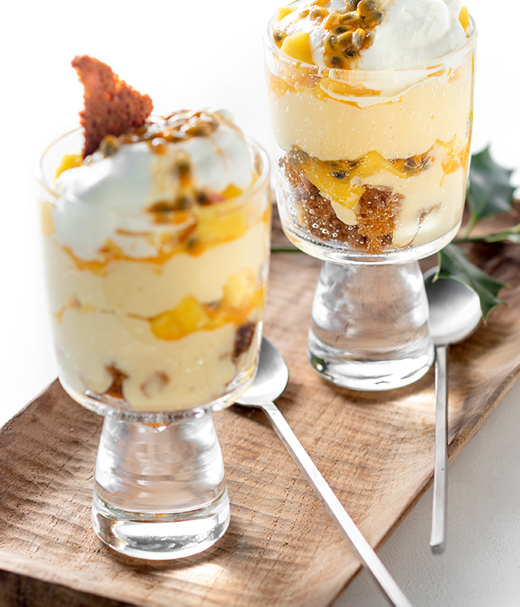 Tropische trifle met gemberkoek