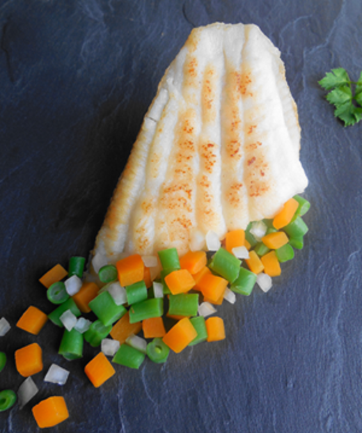 Scholfilet met pompoen en sperziebonen