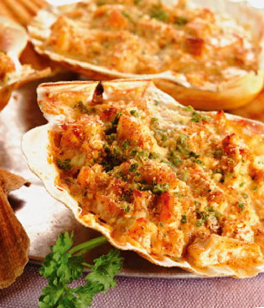 Visschelpen gegratineerd